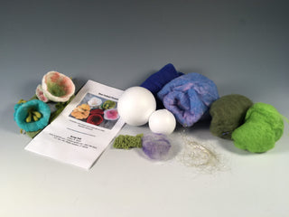 Wet Felted Flowers Kit - Cool Colors
