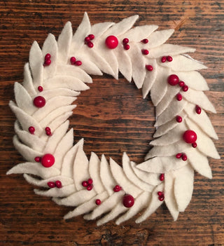 Wreath - large, white w/red berries