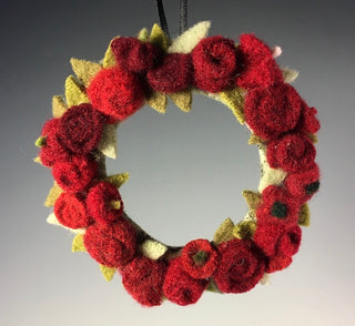 Wreath - medium, green w/red roses